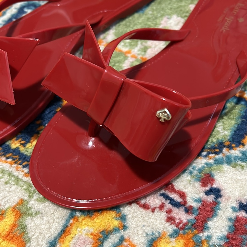 Kate Spade Red Jayla Bow Jelly Flip Flop Sandals Size 9